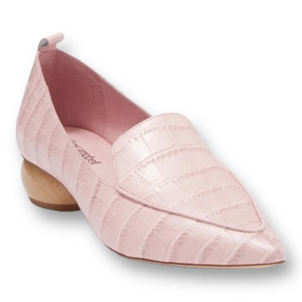 Jeffrey Campbell Vinnie Pointed Toe Loafer pink reptile, sz 6.5